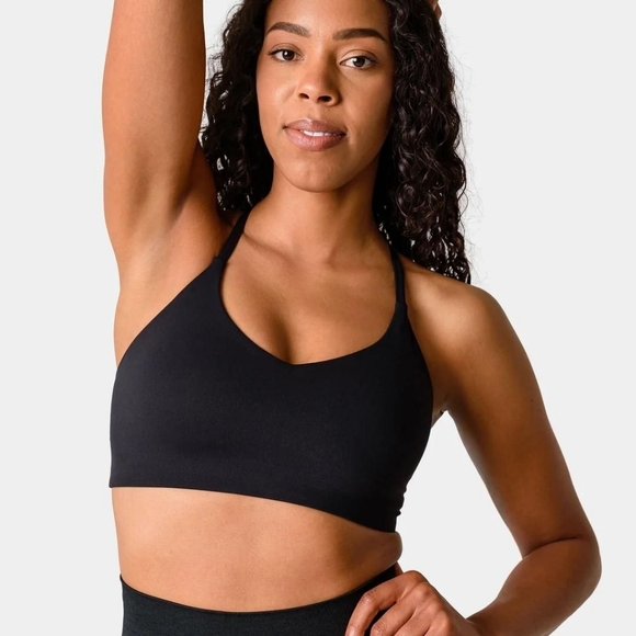 Kamo Fitness Iris Strappy Back Crop Sports Bra / Small / Dusty Rose - Picture 2 of 5